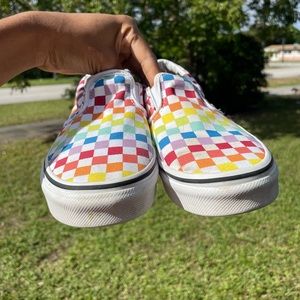 KIDS RAINBOW CHECKERBOARD SLIP-ON SHOE
